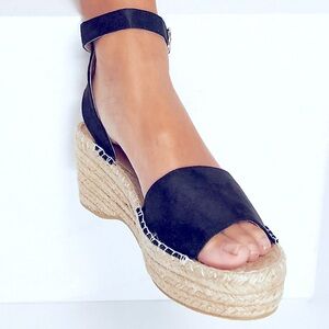 ASOS South Beach Flatform Espadrilles in Black Size 8